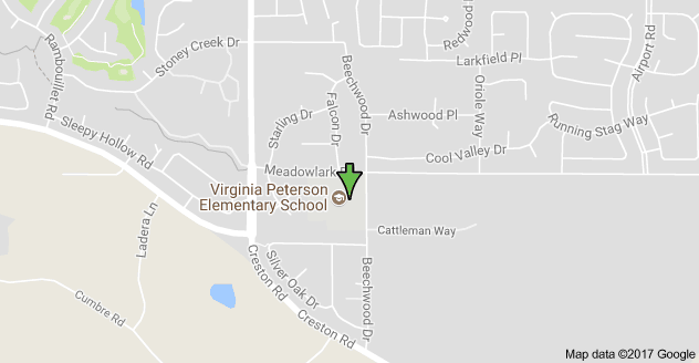 Map to Virginia Peterson Elementary School and Meadowlark Education Center